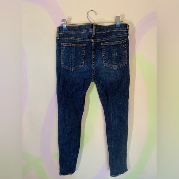 Rag and Bone Dark Wash Ripped Skinny Jeans - Picture 3 of 4